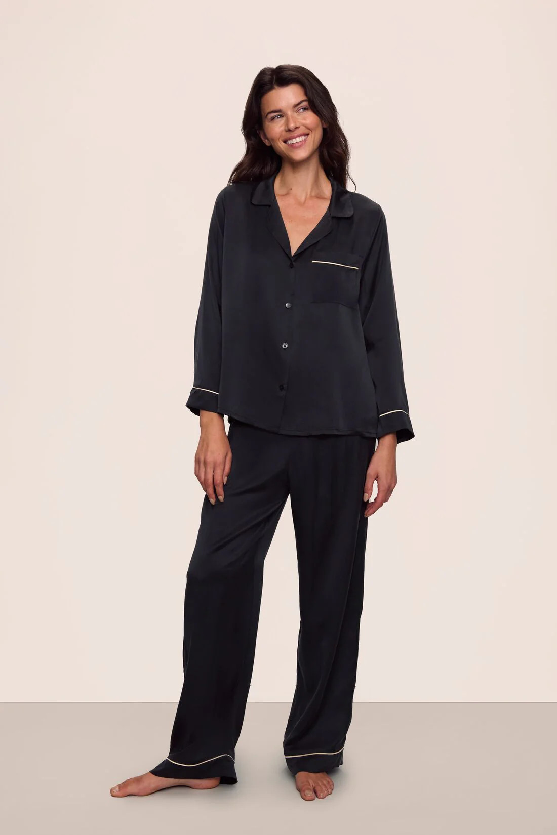 Inez Washable Silk Long PJ Set | Eberjey