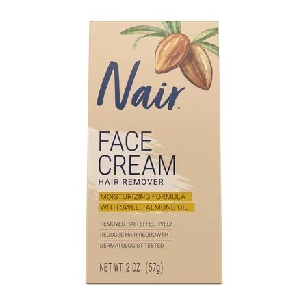 Nair Moisturizing Facial Hair Removal Cream With Sweet Almond Oil #1 Depilatory Cream For Face 2 oz Bottle For All Skin Types | Walmart (US)