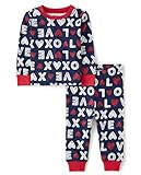 The Children's Place Baby Boy's and Toddler Valentine's Day Snug Fit 100% Cotton Pajama, Vday XOXO Blue, 0-3 Months | Amazon (US)
