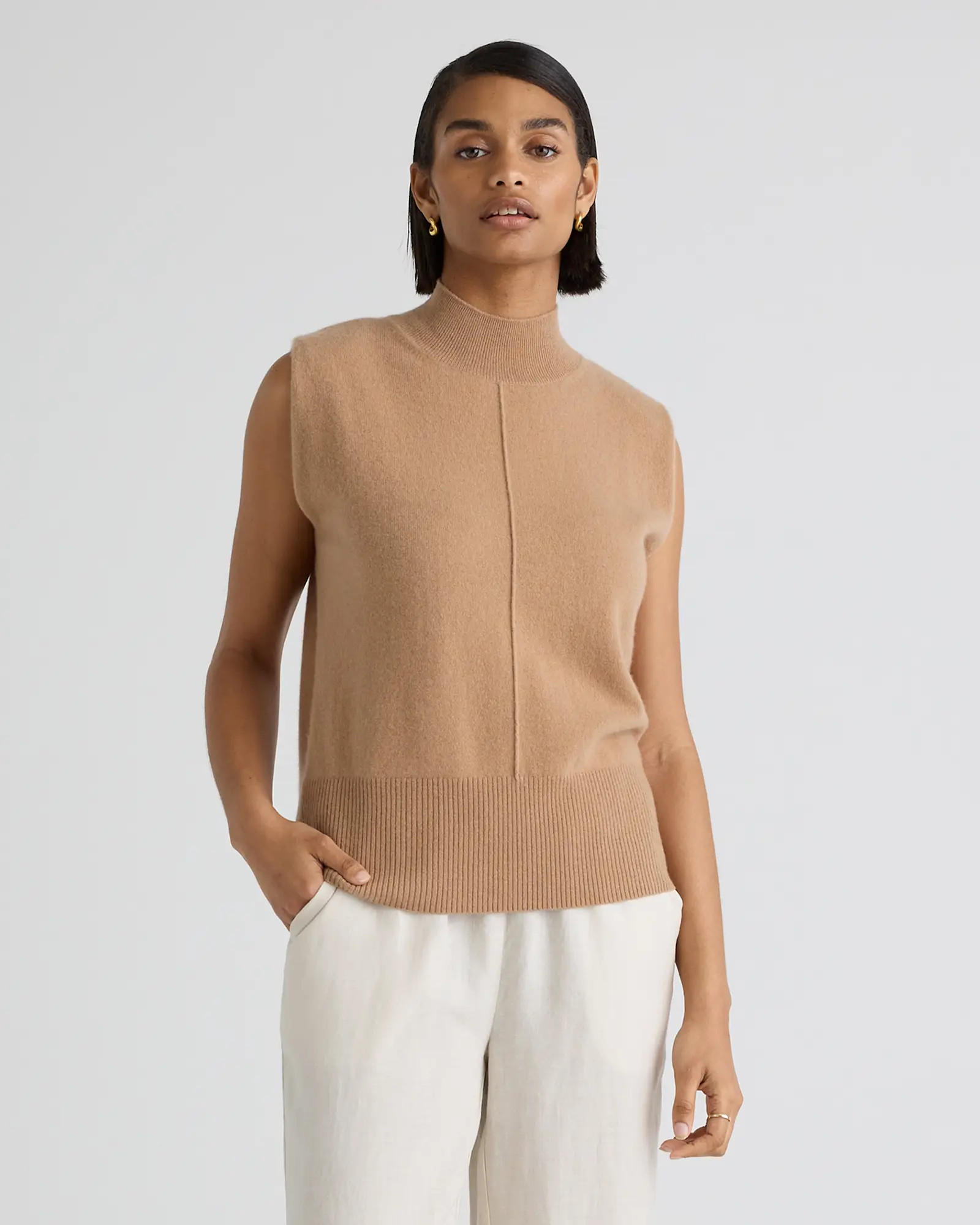 Mongolian Cashmere Padded-Shoulder Sweater Tank | Quince