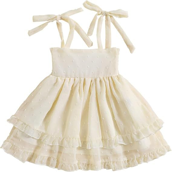 Toddler Little Girl Sleeveless Dress Halter Strap Ruffle Tulle Dresses Vacation Sundress Summer C... | Amazon (US)