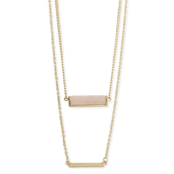 Handmade Artisan 2 Line Gemstone and Gold Bar Layered Necklace (India) | Bed Bath & Beyond