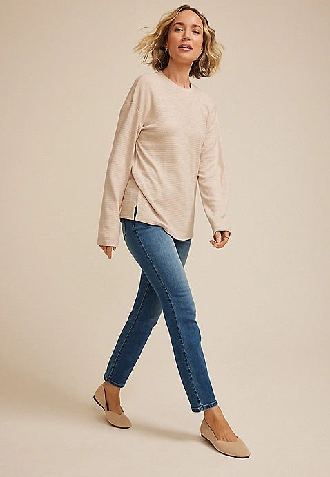 24/7 Ottoman Rib Long Sleeve Tee | Maurices