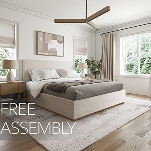 Modern King Bed Frame with Headboard - Upholstered King Bed - Luxury Furniture - Sturdy Wood Platform Bedframe, Strong Wooden Slats, Strong Weight Capacity, Non-Slip and Noise-Free, Free Assembly | Amazon (US)