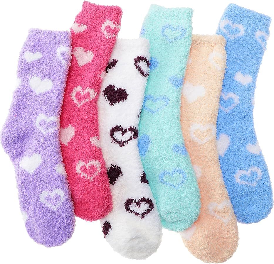 6 Pairs Fuzzy Slipper Socks Thick Fluffy Warm Winter Cozy Plush Soft Sleep Home Socks for Women M... | Amazon (US)