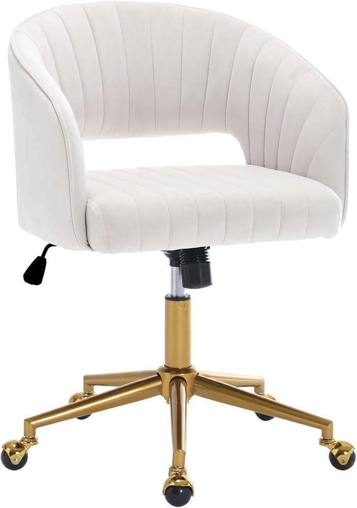 Home Office Swivel Desk Chair, Modern Velvet Vanity Chair, Height Adjustable Armchair with Gold B... | Amazon (US)