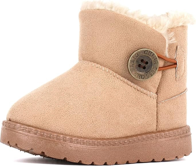 Femizee Girls Boys Warm Winter Flat Shoes Bailey Button Snow Boots(Toddler/Little Kid) | Amazon (US)