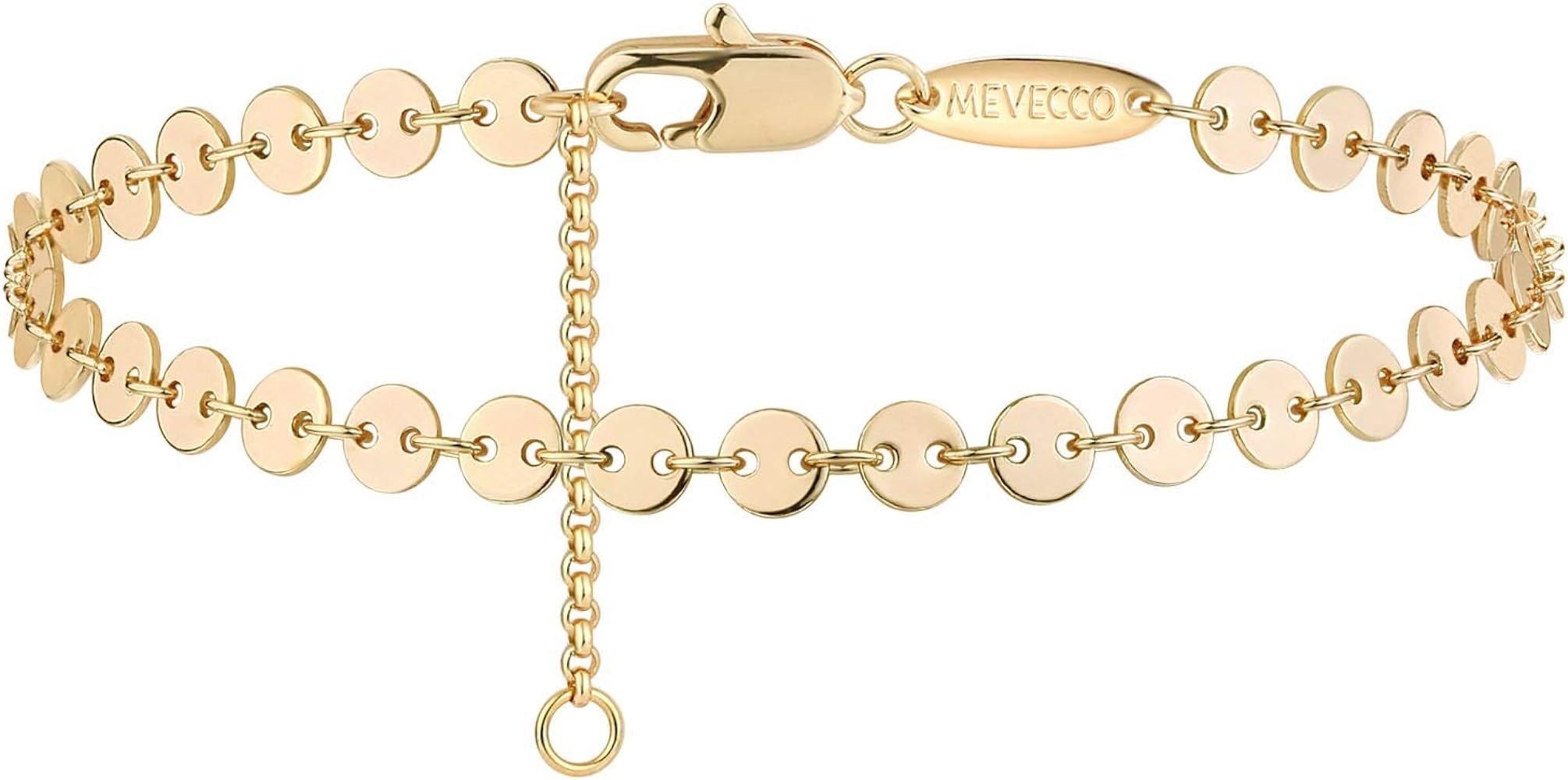 MEVECCO Bracelet for Women 14K Gold Plated Dainty Chain Simple Jewelry Cute for Girls | Amazon (US)