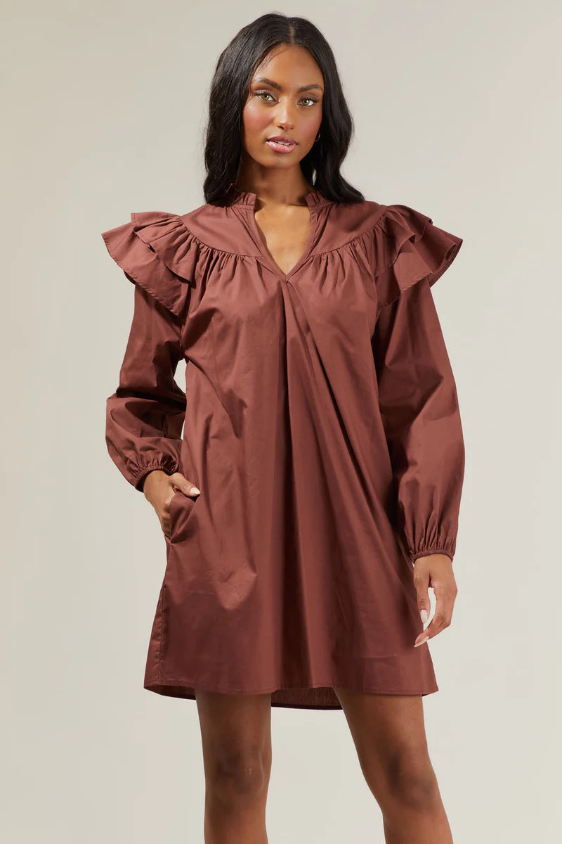 Prissy Poplin Ruffle Mini Dress | Sugarlips