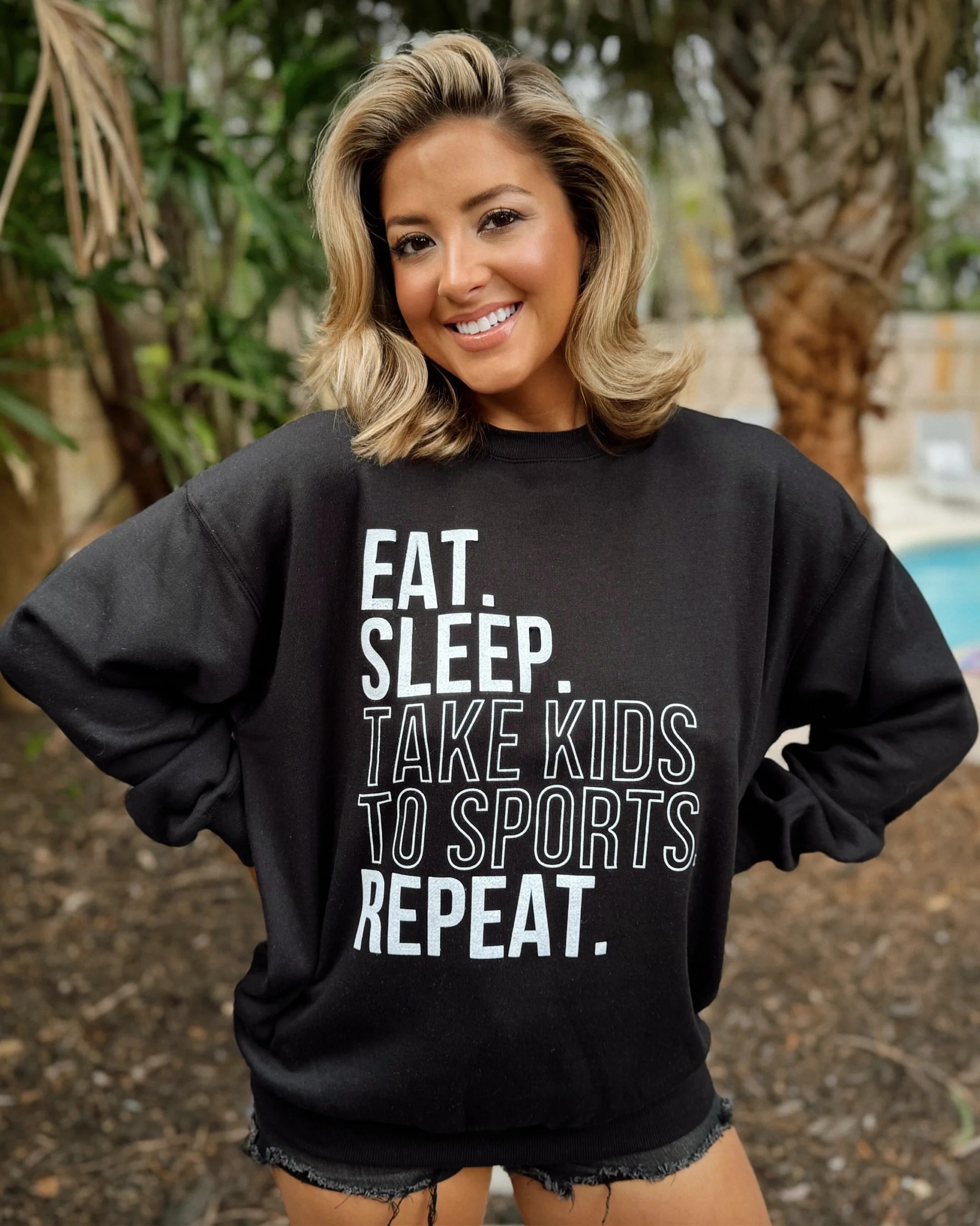Cozy Black Eat Sleep Take Kids To Sports Repeat Pullover | Live Love Gameday®