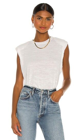The Range Strata Slub Jersey Shoulder Pad Muscle Tee in White. - size M (also in XS, S, L) | Revolve Clothing (Global)