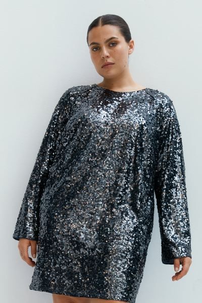 Sequined dress - Black - Ladies | H&M GB | H&M (UK, MY, IN, SG, PH, TW, HK)