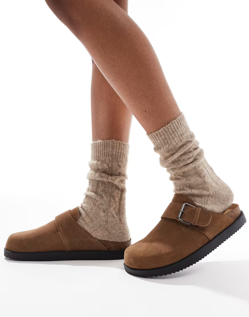 Pull&Bear suede clog in brown | ASOS (Global)