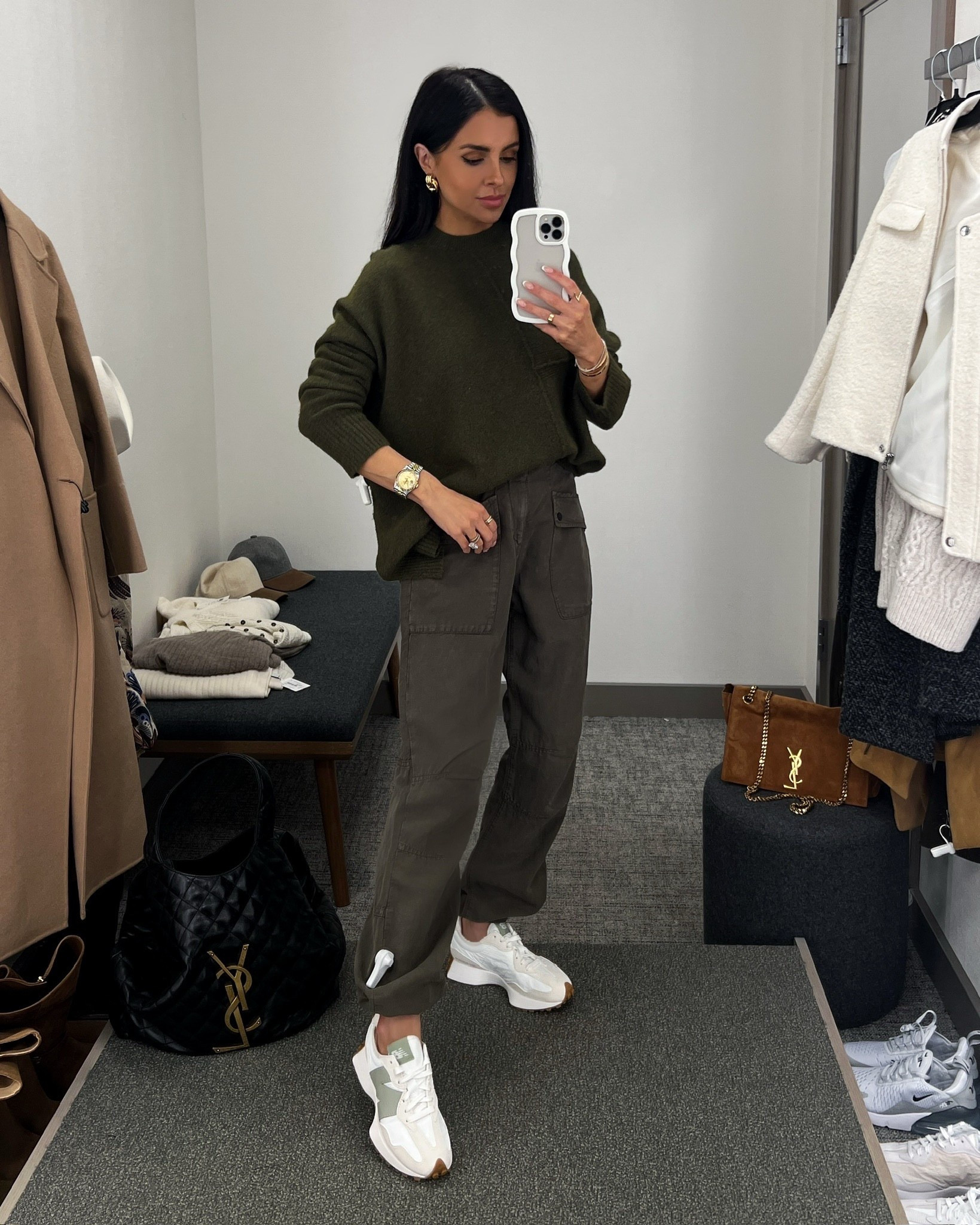 Nordstrom anniversary sale 2025
Casual fall outfit 
Allsaints olive green sweater wearing an XS
AllSaints cargo pants - wearing a US0
New balance 327 sneakers run tts
#nordstrom #nsale 

#LTKSaleAlert #LTKSeasonal #LTKShoeCrush