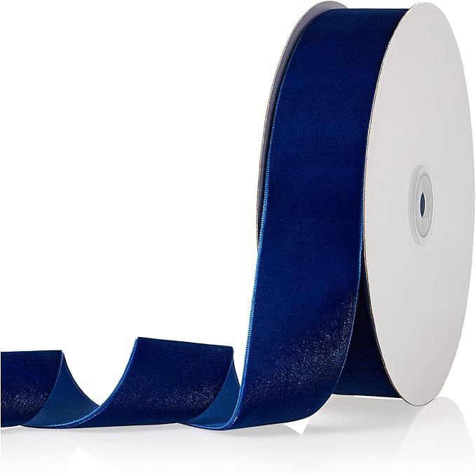 1.5" X 20 Yards Navy Blue Velvet Ribbon for Christmas Tree Wreath Vintage Decoration Handmade Cra... | Amazon (US)