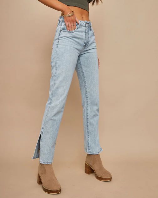 Icon High Rise Slit Straight Denim | VICI Collection
