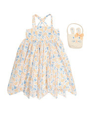 Girls Hanky Hem Dress And Bunny Basket Purse | Marshalls