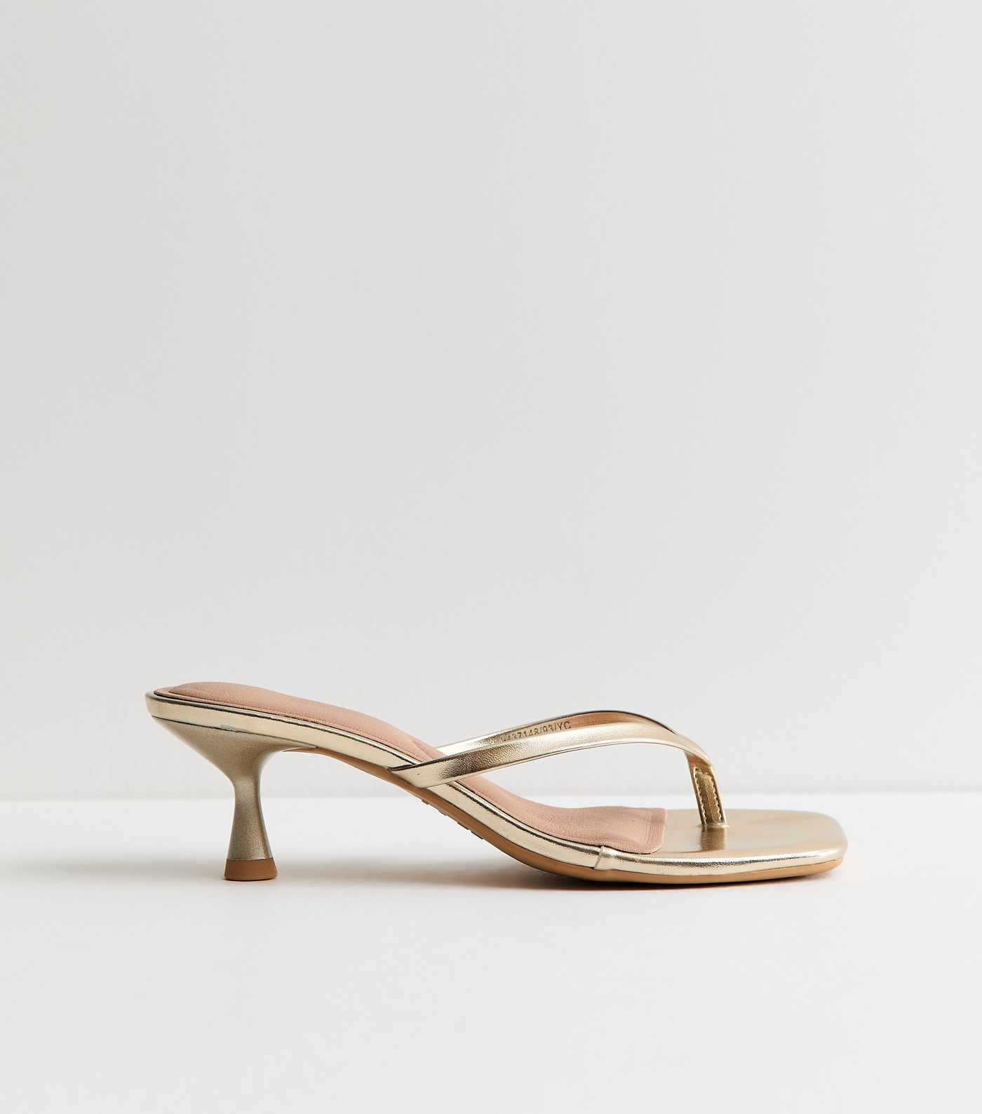 Gold Faux Leather Toe Post Mule Sandals | New Look | New Look (UK)