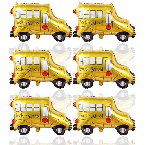 6 Pcs Back to School Balloons - 28 Inch School Bus Balloons for Back to School Decorations - School Bus Foil Balloon for First Day of School Decorations - Kindergarten Classroom Back to School Decor | Amazon (US)