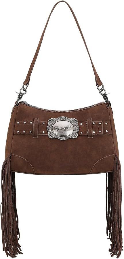 Montana West X Wrangler Hobo Bag for Women Fringe Western Shoulder Bag Vegan Suede Tassel Hippie ... | Amazon (US)