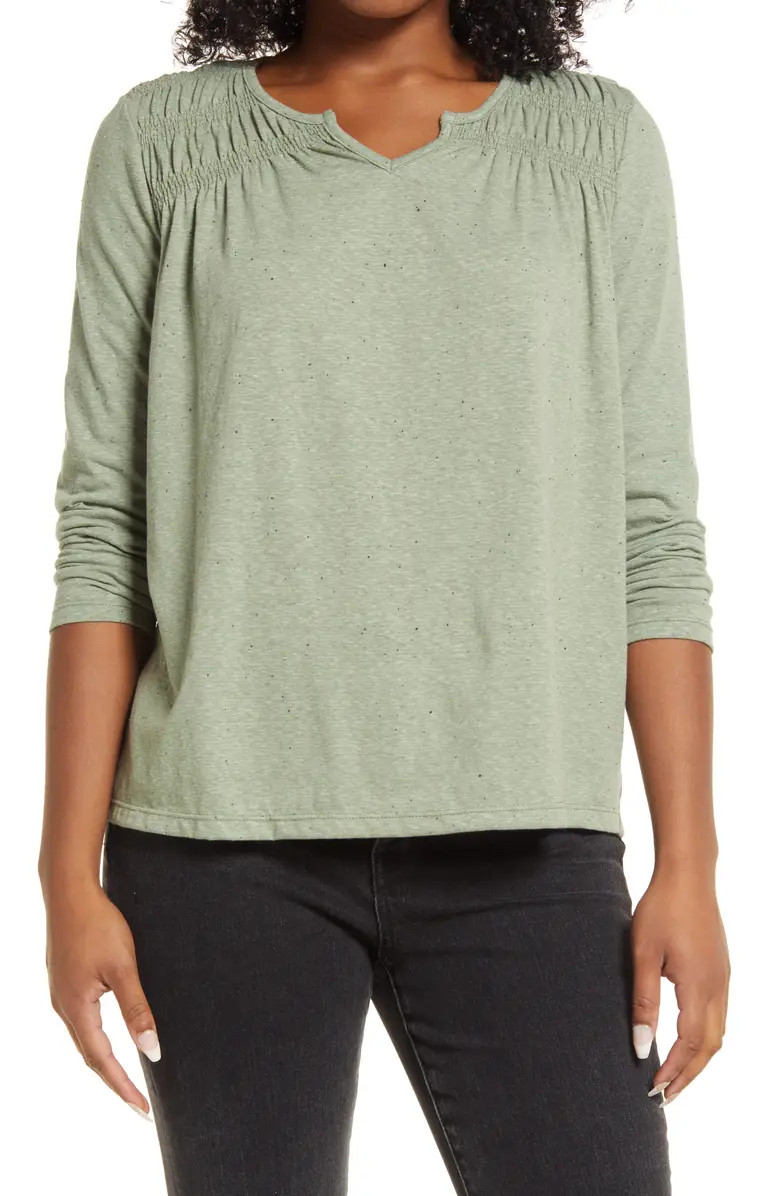 Long Sleeve Smocked T-Shirt | Nordstrom