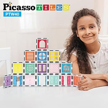 PicassoTiles 40pcs Magnetic Tile Clip-in Window and Door Expansion Set, Magnetic Block Add-ons, M... | Amazon (US)