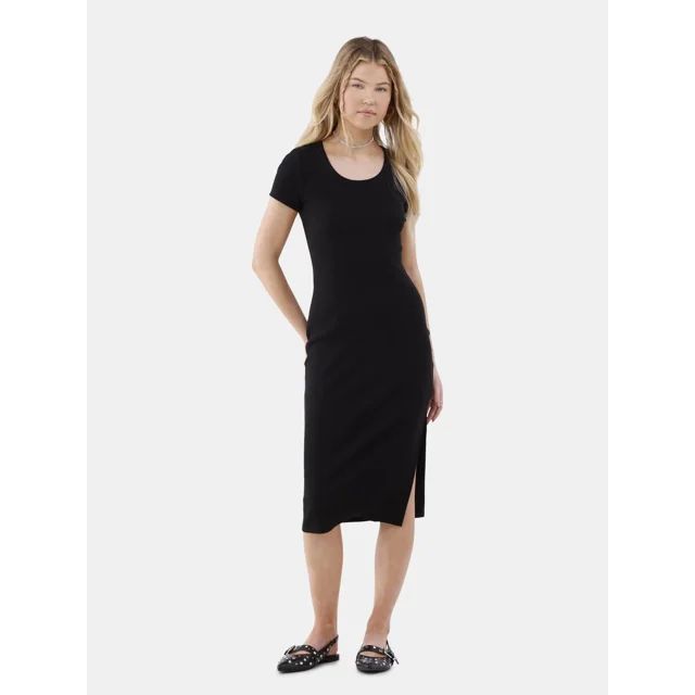 No Boundaries Midi T-Shirt Dress, Women’s and Women’s Plus - Walmart.com | Walmart (US)