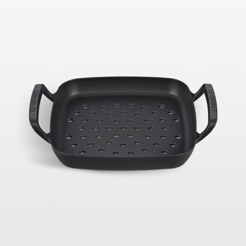 Le Creuset Alpine Outdoor 12" Square Grill Basket | Crate & Barrel | Crate & Barrel