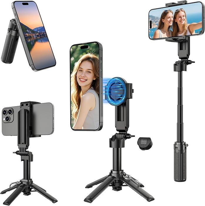 14.5" Magnetic Mini Selfie Stick for iPhone, 4 in 1 Portable Pocket Size Tripod for iPhone MagSaf... | Amazon (US)
