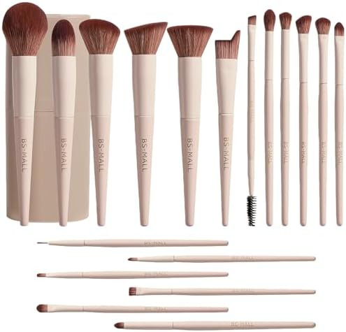 BS-MALL Professional Makeup Brush Set 18 Pcs Premium Synthetic Foundation Powder Concealers Eye S... | Amazon (US)