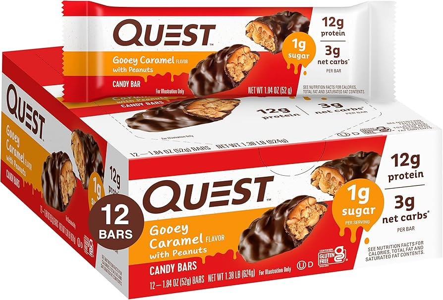 Quest Nutrition Candy Bars Gooey Caramel with Peanuts (12 Bars) | Amazon (US)