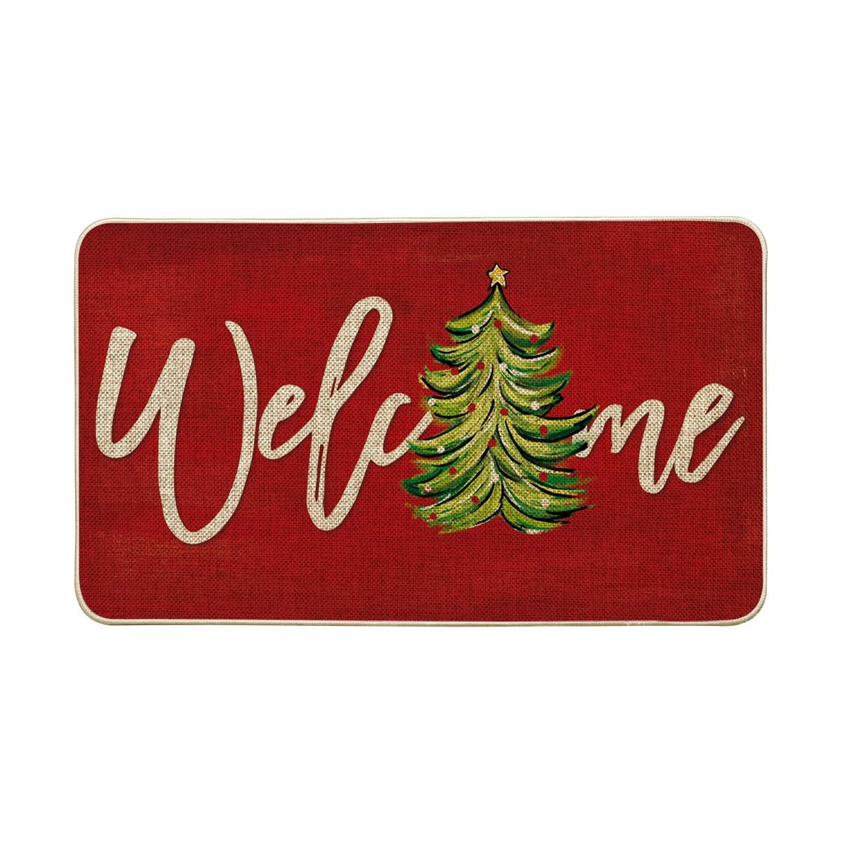 Artoid Mode Red Xmas Tree Christmas Welcome Doormat, Winter Home Decor Low-Profile Switch Rug Door Mat Floor Mat for Indoor Outdoor 17x29 Inch | Amazon (US)