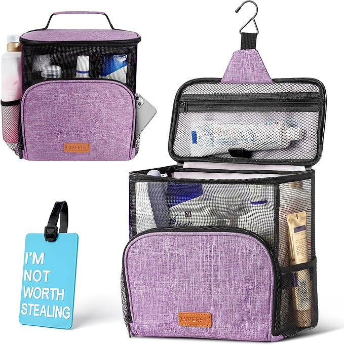 Hanging Toiletry Bag, Shower Caddy Tote Bag (Updated Version, Full Size Bottle Compatible), Bath ... | Amazon (US)