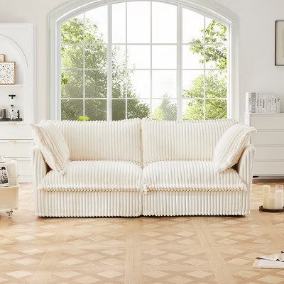 2 Seat Sectional Sofa,Cream Straight Sectional Sofa With Upholstered Cushion And Detachable Cover,Deep Seat Sofa For Living Room-Cuddlewood | Target