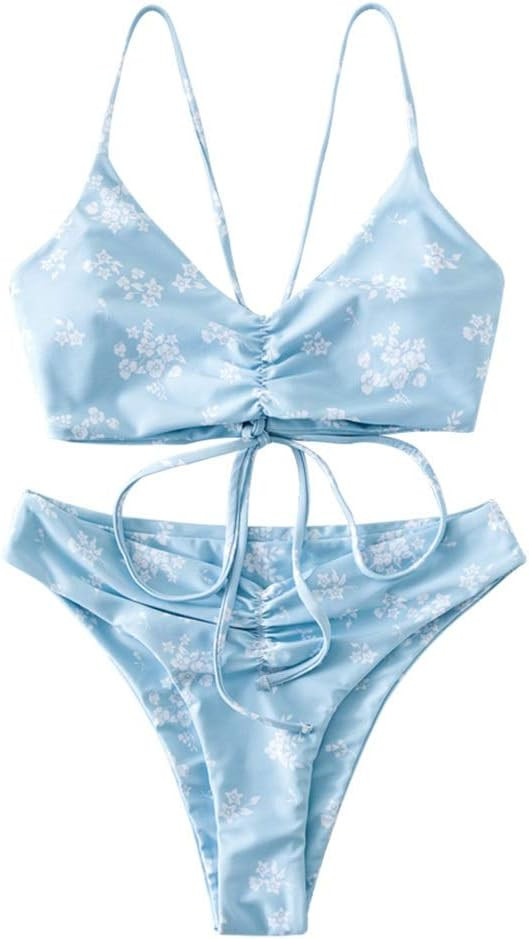 ZAFUL Women's Tie Dye Tankini Bikini Set High Waist Swimsuit Two Piece Swimwear | Amazon (US)