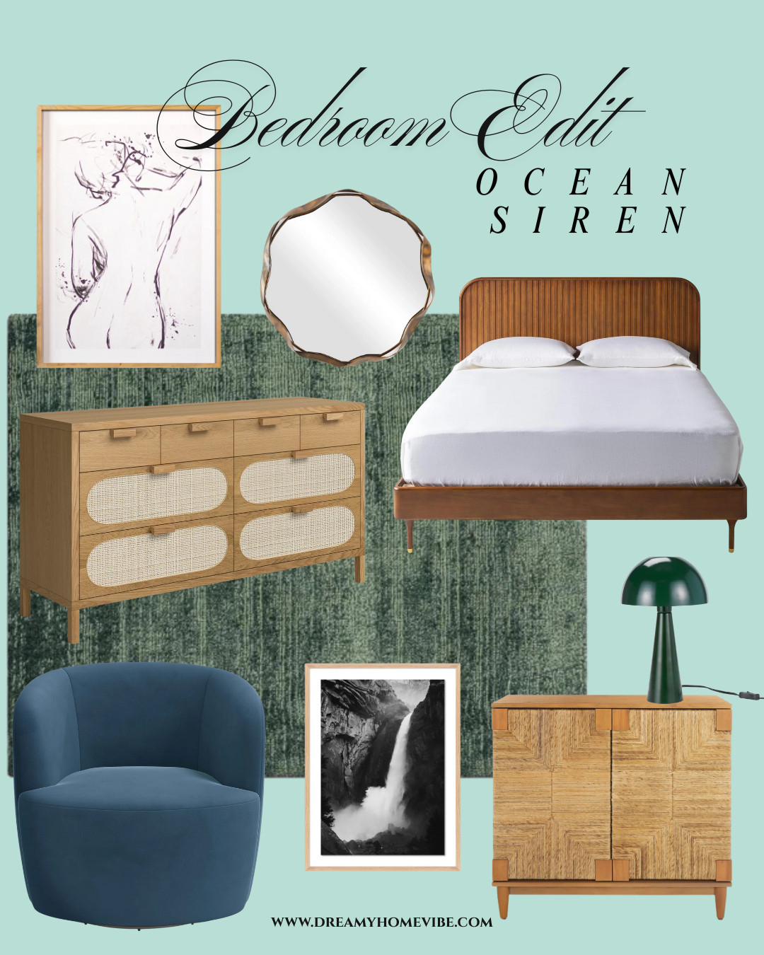 ✨ Ocean Siren Bedroom Edit ✨

Transform your bedroom into a serene coastal retreat with natural textures, warm wood tones, and modern silhouettes 🌊 From the sleek Rylee Wood Bed to cozy seating and statement lighting, every piece in this edit is designed to elevate your space with effortless style.

💛 Why we’re loving this edit:

- Natural wood grains & woven textures add warmth
- Curated furniture pieces for style + function
- Cozy, inviting seating perfect for lounging
- Ambient lighting & art for a polished, serene vibe
- Low-maintenance rugs & decor for easy living 

 #LTKHome
