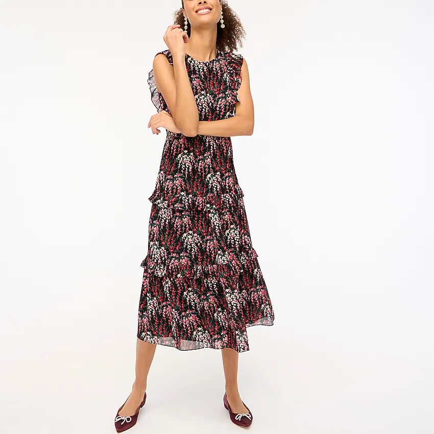 Sleeveless floral ruffle tiered maxi dress | J.Crew Factory