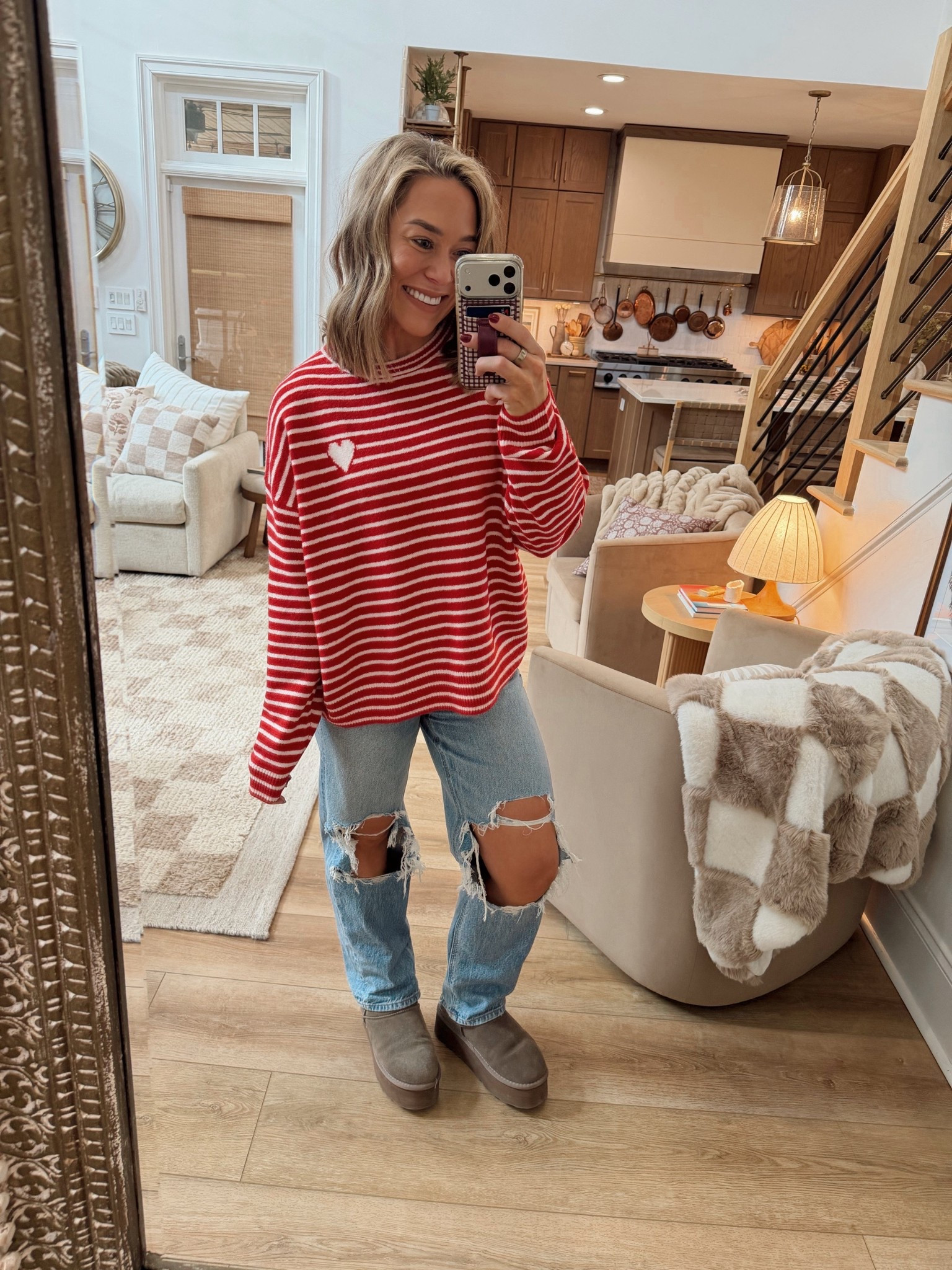 Darling red stripe sweater❤️ in the L! Super soft & cozy for Valentines Day! Jeans are old from AE & boots are Amazon tts!

Ootd / cute fit / target finds / Holley Gabrielle 

#LTKValentine #LTKSeasonal #LTKootd