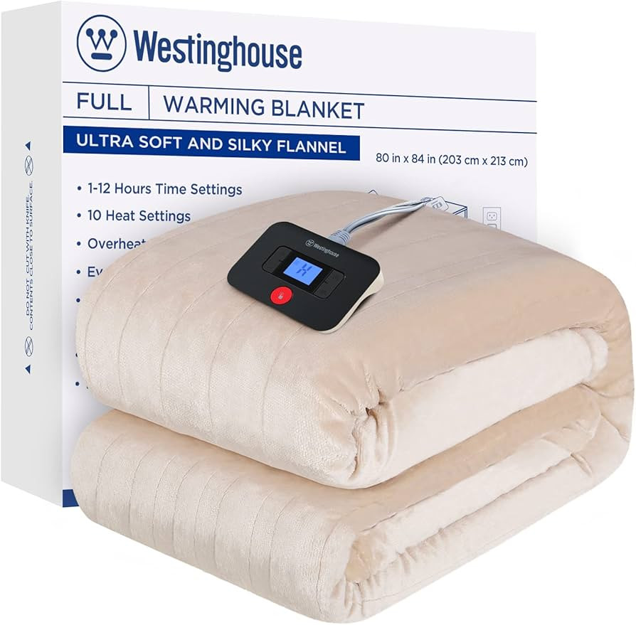 Westinghouse Electric Blanket Full Size, Super Cozy Soft Flannel 80" x 84" Heated Blanket with 10... | Amazon (US)