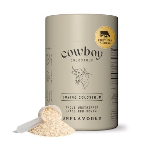 Cowboy - The Exclusive 1st Milking, Whole, Grass Fed Colostrum Supplement for Full Body Health - Bovine Colostrum Powder Packed w/Bioactive Nutrients - Sugar Free (Unflavored, 40 Servings) | Amazon (US)