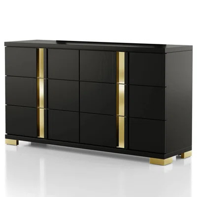 Lillestrom Contemporary Dresser, Black/Gold | Wayfair North America