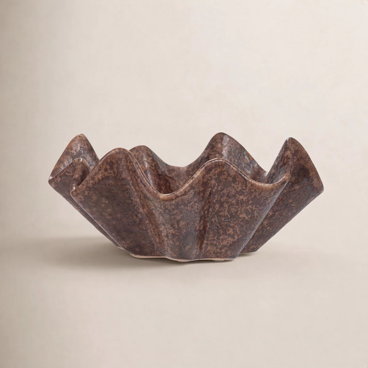 Round Stoneware Ruffled Bowl with Reactive Glaze | Wayfair North America