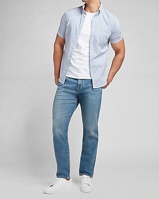 Relaxed Tapered Medium Wash Hyper Stretch Jeans | Express