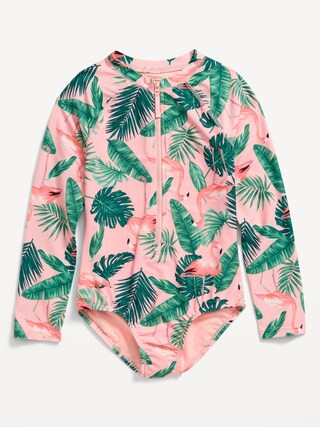 Zip-Front Rashguard One-Piece Swimsuit for Girls | Old Navy (CA)