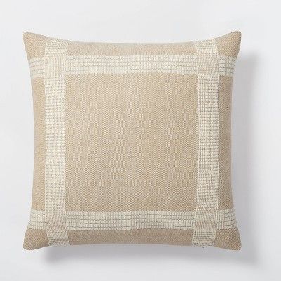 Oversized Woven Cotton Wool Windowpane Square Throw Pillow Brown - Threshold&#8482; designed with... | Target