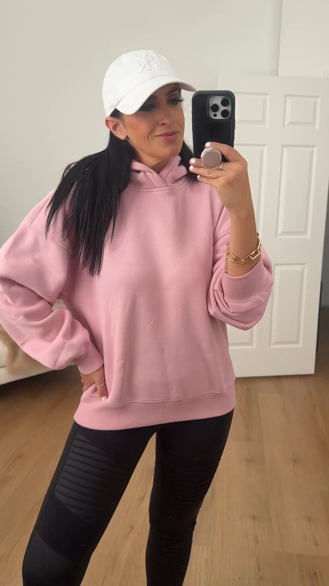 Alo Yoga Moto Leggings. Abercombie Sunday Hoodie wearing size medium $52 originally $70. 