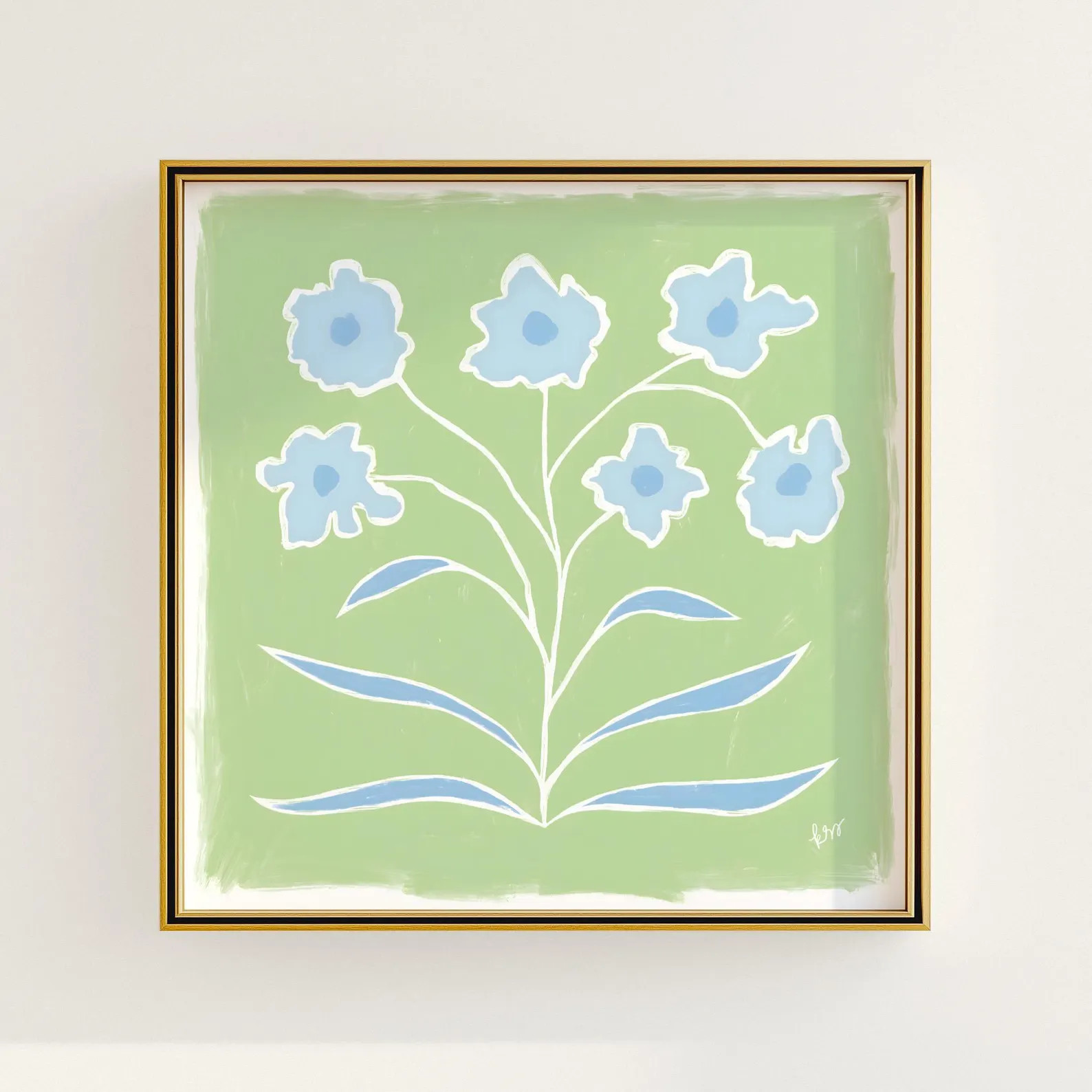 Blue & Green Floral Botanical Print | Grandmillennial Wall Decor | Modern Southern Art | Digital ... | Etsy (Global)