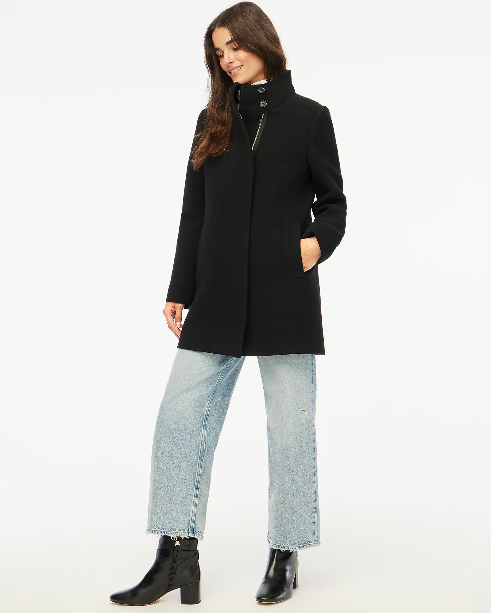 City coat with button neck | J.Crew Factory