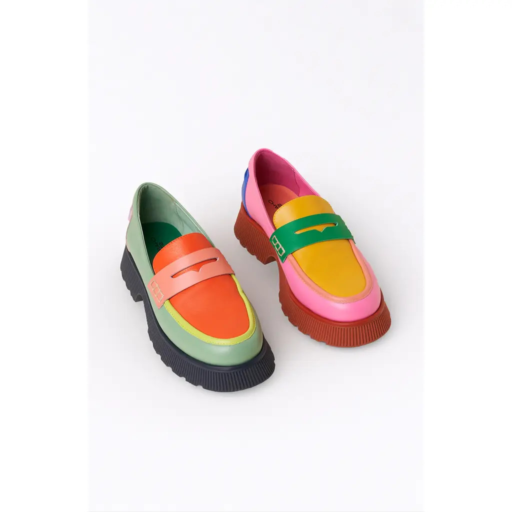 Charlotte Stone Adam Mismatched Lug Sole Penny Loafer in Solimar at Nordstrom, Size 15 | Nordstrom