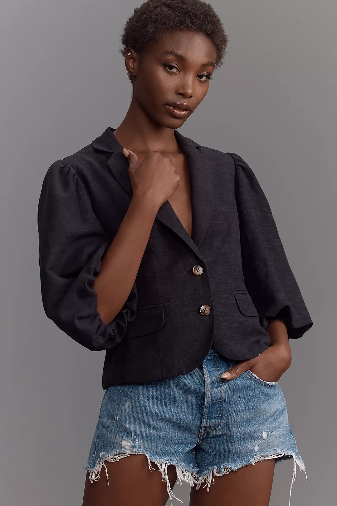 DOLAN Linen Balloon-Sleeve Jacket | Anthropologie (US)